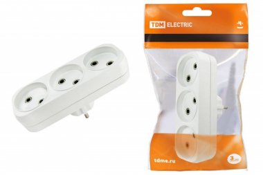 Фотография товара 'Tdm Блок на 3 гнезда 2П б/з плоский 6А 250B SQ1806-0027'