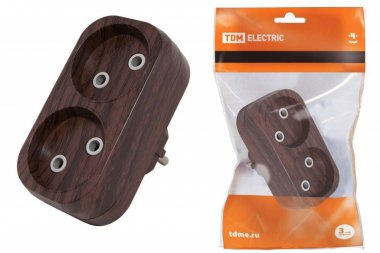 Фотография товара 'Tdm Блок на 2 гнезда 2П б/з плоский 6А 250B "Эко" SQ1806-0078'