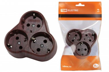 Фотография товара 'Tdm Блок на 3 гнезда 2П+З круглый 16А 250B "Эко" SQ1806-0082'