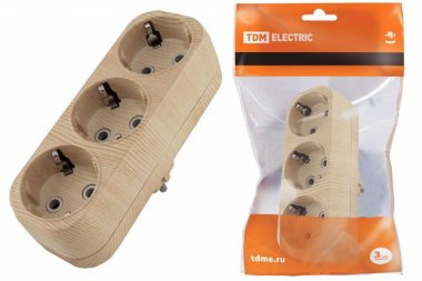 Фотография товара 'Tdm Блок на 3 гнезда 2П+З плоский 16А 250B "Эко" SQ1806-0076'
