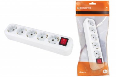 Фотография товара 'Tdm Колодка розеточная 5 гнезд 2П+3 с выключателем16А 250В SQ1806-0037'