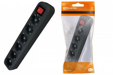 Фотография товара 'Tdm Колодка розеточная 6 гнезд 2П+З с выключателем16А 250В SQ1806-0140'