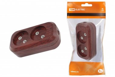 Фотография товара 'Tdm Колодка розеточная 2 гнезда 2П б/з 10А 250В SQ1806-0059'