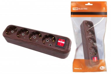 Фотография товара 'Tdm Колодка розеточная 4 гнезда 2П+3 с выключателем16А 250В SQ1806-0066'
