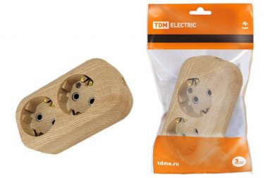 Фотография товара 'Tdm Колодка розеточная 2 гнезда 2П+З 16А 250В "Эко" SQ1806-0046'