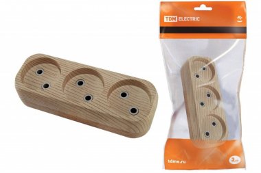 Фотография товара 'Tdm Колодка розеточная 3 гнезда 2П б/з 10А 250В "Эко" SQ1806-0047'