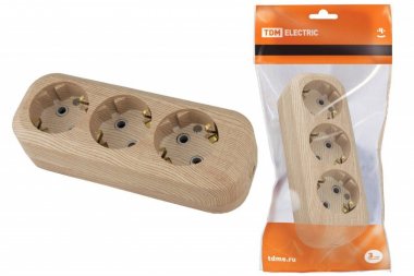 Фотография товара 'Tdm Колодка розеточная 3 гнезда 2П+3 16А 250В "Эко"SQ1806-0048'