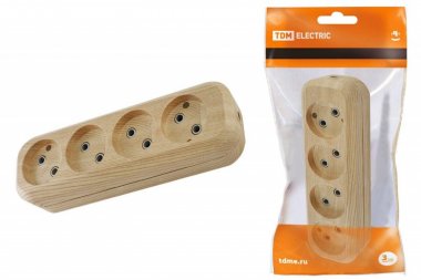 Фотография товара 'Tdm Колодка розеточная 4 гнезда 2П б/з 10А 250В "Эко" SQ1806-0050'
