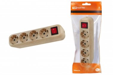 Фотография товара 'Tdm Колодка розеточная 4 гнезда 2П+3 с выключателем16А 250В "Эко" SQ1806-0052'