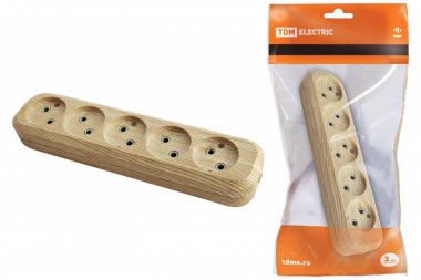 Фотография товара 'Tdm Колодка розеточная 5 гнезд 2П б/з 10А 250В "Эко" SQ1806-0053'