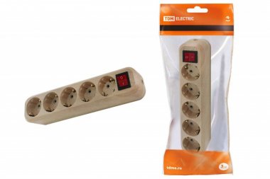 Фотография товара 'Tdm Колодка розеточная 5 гнезд 2П+3 с выключателем16А 250В "Эко" SQ1806-0055'