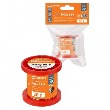 Фотография товара 'Tdm SQ1025-1815 Припой ПОСу 95-5, проволока, ГОСТ 21931-76, ?1 мм, 50 г'