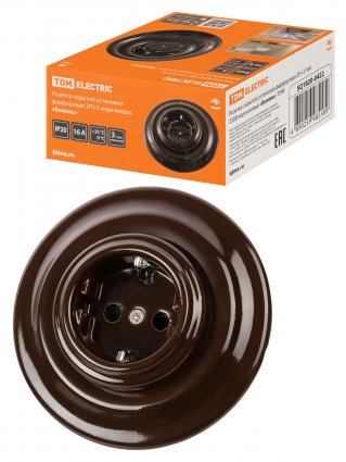 Фотография товара 'Tdm Розетка скрытой установки фарфоровая 2П+З 16А 250В, SQ1820-0422'