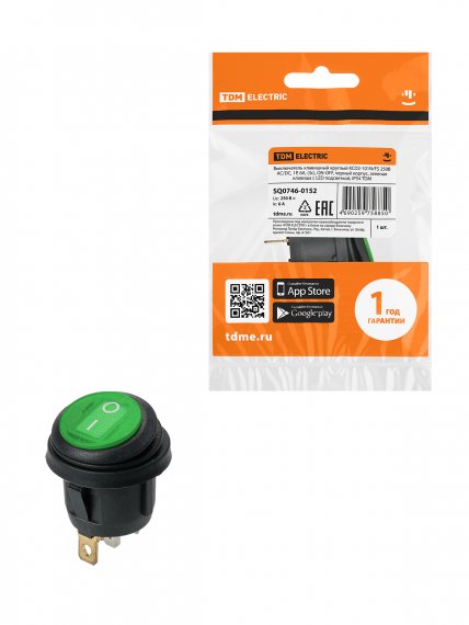 Фотография товара 'Tdm SQ0746-0152 KCD2-101N/FS 250В AC/DC, 1P, 6А, (3с), ON-OFF'