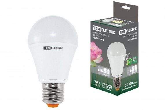 Фотография товара 'Tdm Лампа светодиодная А60 - 12 Вт-220 В -3000 К–E27 SQ0340-0084'