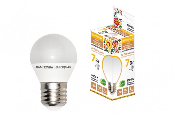 Фотография товара 'Tdm Лампа светодиодная FG45-7 Вт-230 В-4000 К–E27 Народная SQ0340-0189'