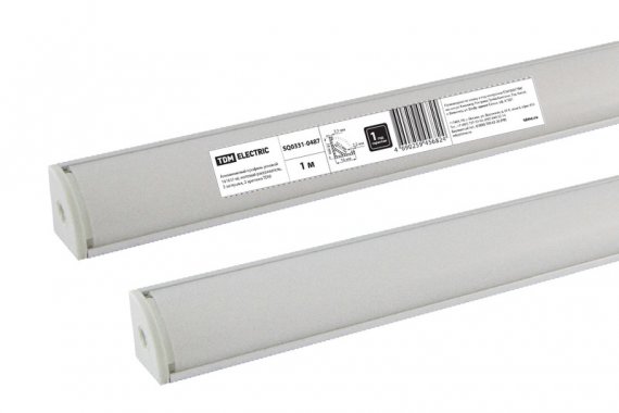 Фотография товара 'Tdm Алюминиевый профиль угловой 1616 (1 м), матовый рассеиватель, 2 заглушки, 2 крепежа SQ0331-0487'