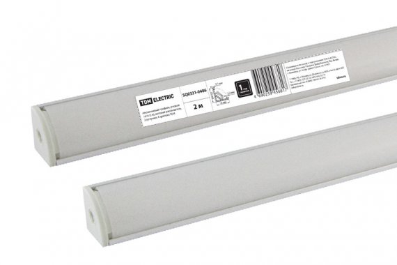 Фотография товара 'Tdm Алюминиевый профиль угловой 1616 (2 м), матовый рассеиватель, 2 заглушки, 4 крепежа SQ0331-0486'