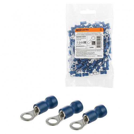 Фотография товара 'Tdm SQ0502-0204 Наконечник кольцевой изолированный НКИ с легким вводом проводника 2,5-4'
