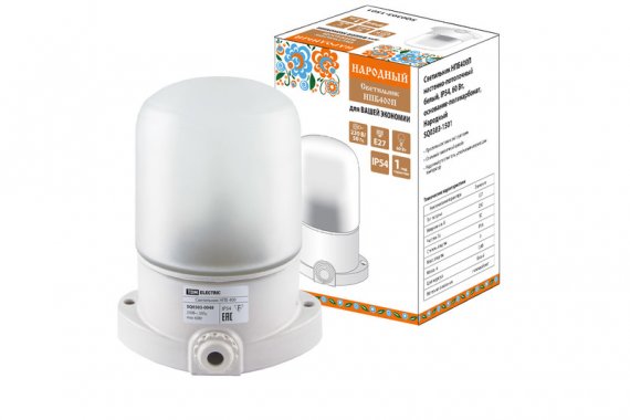 Фотография товара 'Tdm Светильник НПБ400П настенно-потолочный, IP54, 60 Вт, основание-поликарбонат, SQ0303-1501'