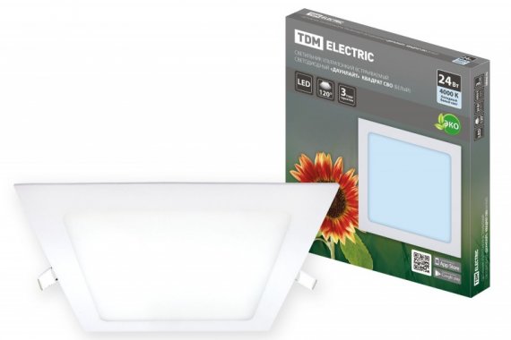 Фотография товара 'Tdm Светильник ультратонкий встраиваемый светодиодный "Даунлайт" квадрат СВО 24 Вт 4000К SQ0329-0403'