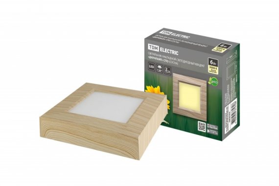 Фотография товара 'Tdm Светильник накладной светодиодный квадрат "Даунлайт" СПО 6 Вт 120*120*32 мм 3000К SQ0329-0418'