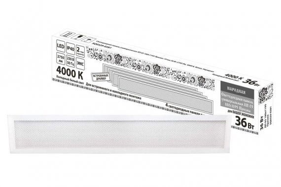 Фотография товара 'Tdm Светодиодная панель универсальная ЛП 03 180х1195 Призма 19 мм 36 Вт 2750 Лм, 4000 К, SQ0329-0281'