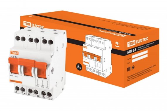 Фотография товара 'Tdm Модульный переключатель трехпозиционный МП-63 3P 63А SQ0224-0027'