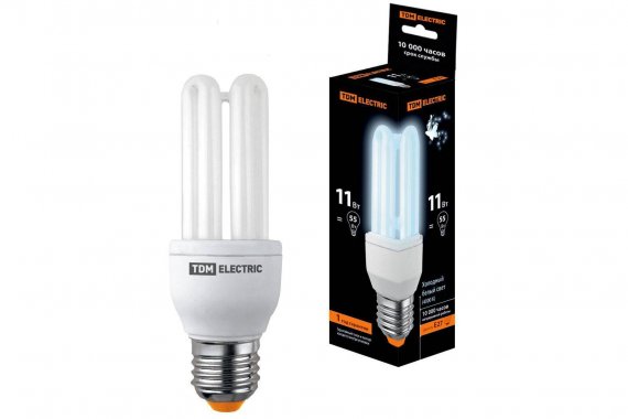 Фотография товара 'Tdm Лампа энергосберегающая КЛЛ-3U-11 Вт-4000 К–Е27 (41х116 мм), SQ0323-0041'