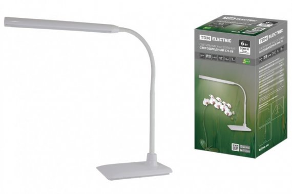 Фотография товара 'Tdm Светильник светодиодный настольный СН-28, 6 Вт, сенсор-диммер, 5000 К, 220 В, SQ0337-0094'