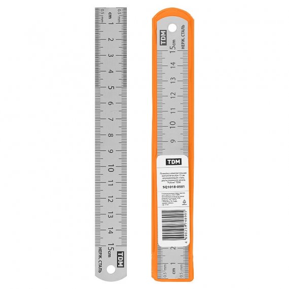 Фотография товара 'Tdm SQ1018-0501 Линейка измерительная металлическая 15 см "Рубин"'