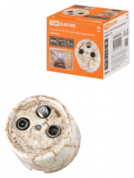 Фотография товара 'Tdm Розетка TV+R+ SAT проходная мраморная «Болонь», SQ1820-0158'