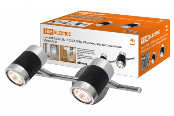 Фотография товара 'Tdm Спот СНС 2х50Вт, GU10, 230 В, 50 Гц, IP44, Канна, SQ0358-0226'
