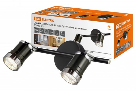 Фотография товара 'Tdm Спот СНС 2х50Вт, GU10, 230 В, 50 Гц, IP44, Юкка, SQ0358-0221'