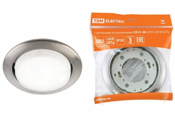 Фотография товара 'Tdm Светильник встраиваемый СВ 01-06 GX53 220 В 50 Гц SQ0359-0060'