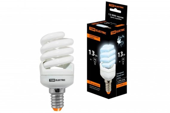 Фотография товара 'Tdm Лампа энергосберегающая КЛЛ-FSТ2-13 Вт-4000 К–Е14 КОМПАКТ SQ0323-0180'