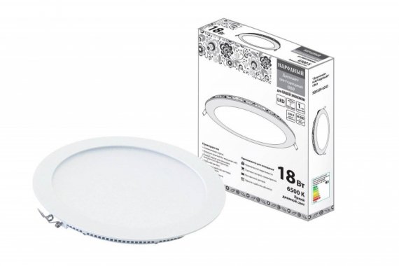 Фотография товара 'Tdm Светильник ультратонкий встраиваемый светодиодный "Даунлайт НАРОДНЫЙ" СВО 18 Вт 6500К SQ0329-0243'