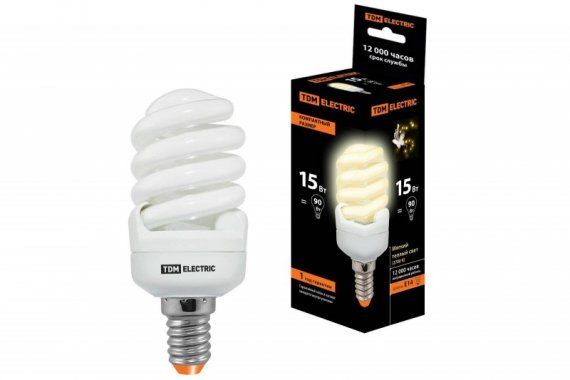 Фотография товара 'Tdm Лампа энергосберегающая КЛЛ-FSТ2-15 Вт-2700 К–Е14 КОМПАКТ SQ0323-0182'