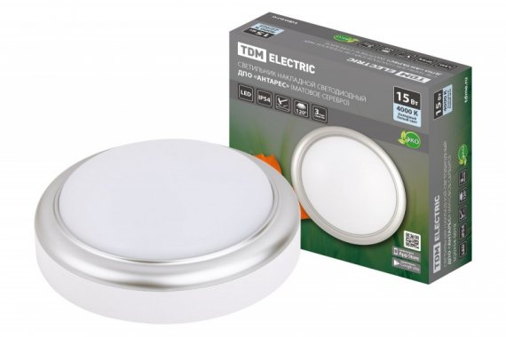 Фотография товара 'Tdm Светильник накладной LED ДПО "Антарес" 15Вт 4000К круг 180*66 мм IP54 SQ0354-0019'