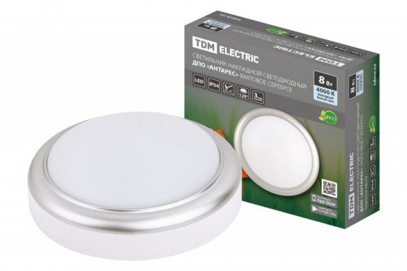 Фотография товара 'Tdm Светильник накладной LED ДПО "Антарес" 8Вт 4000К круг 140*58 мм IP54 SQ0354-0014'