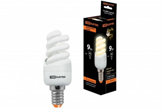 Фотография товара 'Tdm Лампа энергосберегающая КЛЛ-FSТ2-9 Вт-2700 К–Е14 КОМПАКТ SQ0323-0170'