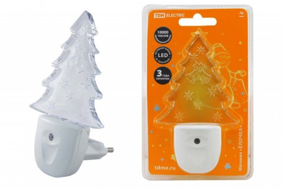 Фотография товара 'Tdm Ночник "Елочка" с датчиком света, светодиодный, 0.3 Вт 220 В SQ0357-0010'