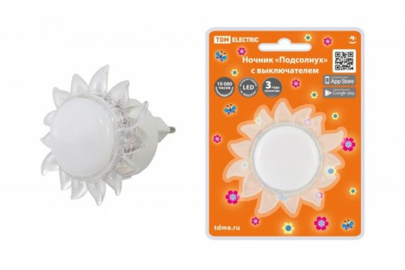 Фотография товара 'Tdm Ночник "Подсолнух" с выключателем, 0,4 Вт, 220 В SQ0357-0031'