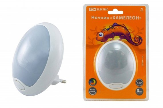 Фотография товара 'Tdm Ночник "Хамелеон" D 85 с выключателем, 0,5 Вт, 220 В SQ0357-0006'