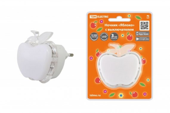 Фотография товара 'Tdm Ночник "Яблоко" с выключателем, 0,3 Вт, 220 В SQ0357-0033'