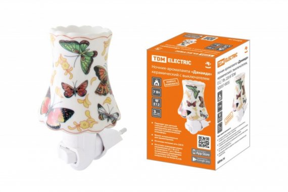 Фотография товара 'Tdm Ночник-аромалампа "Данаида" керамический с выключателем, Е12, 7 Вт, 220 В SQ0357-0035'