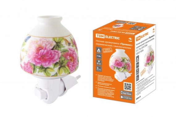 Фотография товара 'Tdm Ночник-аромалампа "Прованс" керамический с выключателем, Е12, 7 Вт, 220 В SQ0357-0036'