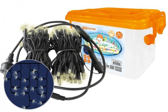 Фотография товара 'Tdm Гирлянда светодиодная "Бахрома" 2х1м, 152LED, 2700К, последовательное подключение, IP65, 250 В, SQ0361-0064'