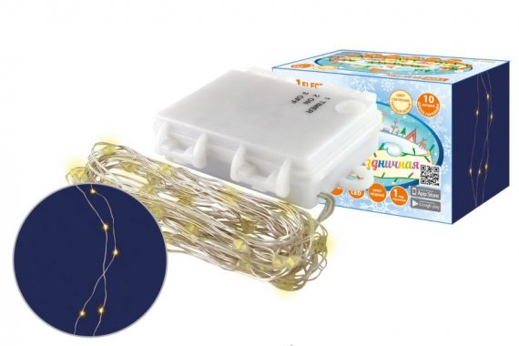 Фотография товара 'Tdm Гирлянда светодиодная "Роса100" 100LED, 3000К, 3хАА, наружное использование, IP65, SQ0361-0058'