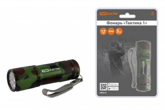 Фотография товара 'Tdm Фонарь"Тактика 1", 9 светодиодов, алюм., 36 лм, SQ0350-0093'